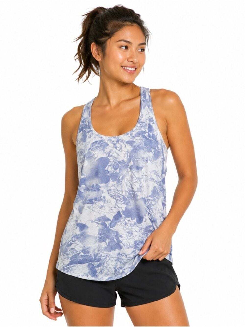 Reebok Activewear Tank Top NWT Blue White Sleeveless Size Large Wicking Fitcore